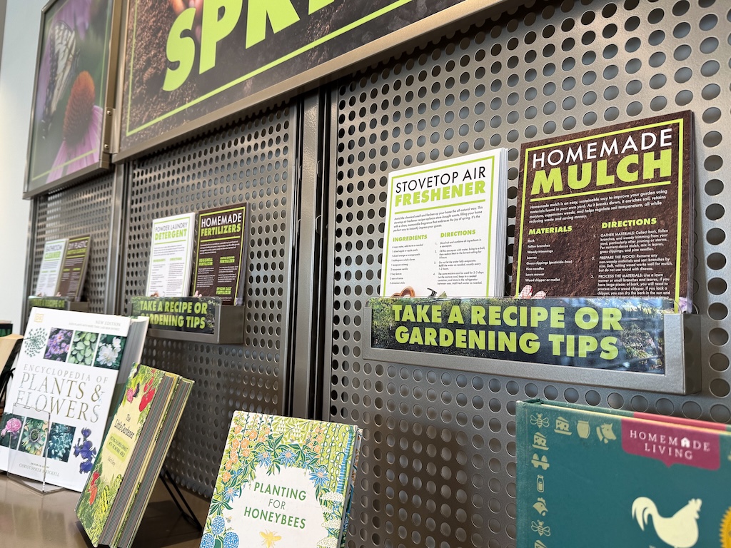 Closeup on materials on the Welcome Spring display
