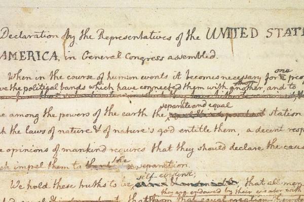Portion of the Declaration of Independence.