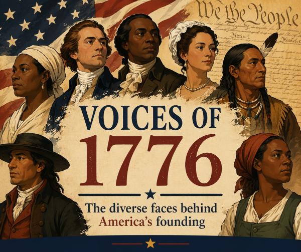Voices of 1776. The diverse faces behind America's founding.