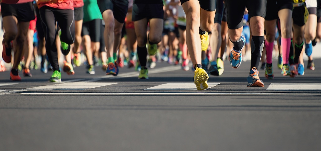 Legs of marathan runners.