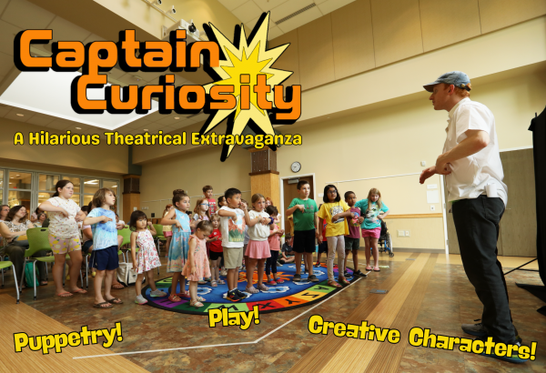 Captain curiosity. A hilarious theatrical extravaganza. Puppetry. Play. Creative Characters.