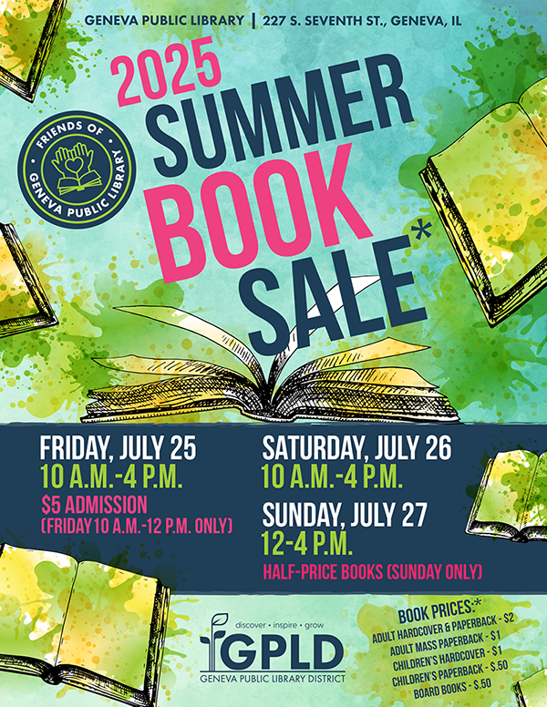 Poster graphic for Friends 2025 Summer Book Sale