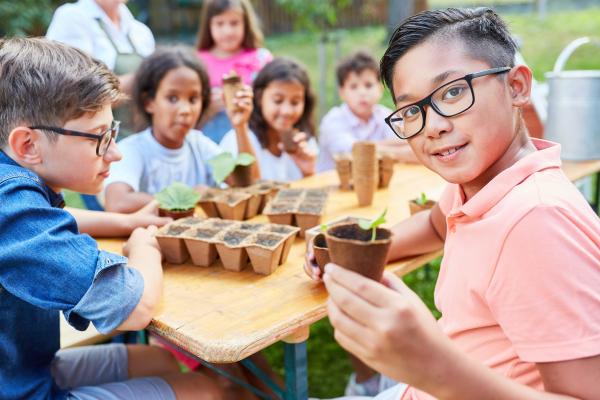 Children gardening.