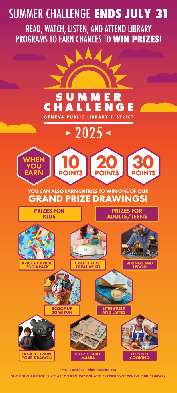 Summer Challenge Ends July 31. Image showing all of the grand prizes.