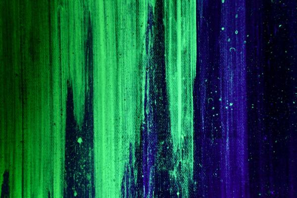 Green and blue blacklight painting.