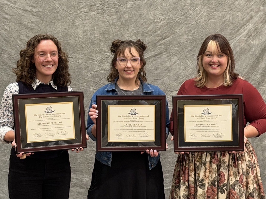 Lexy Rodriguez, Stephanie Burnham, and Jordan McNamee with their awards at ILA.
