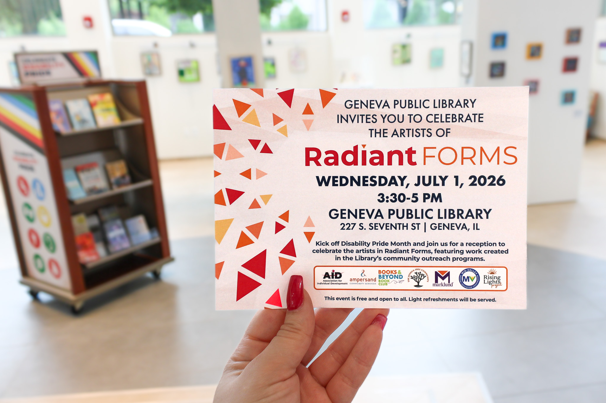 Radiant Forms. Wednesday, July 1, 2026. 3:30 to 5 pm. Geneva Public Library.